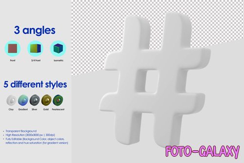 3d hashtag icon psd design template