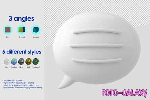 3d bubble speech with text lines icon psd design template