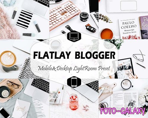 17 Flatlay Blogger Mobile & Desktop Lightroom Presets, Bright LR Preset