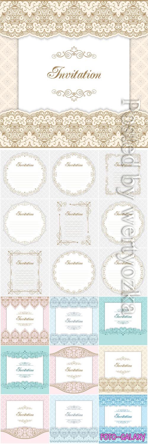 Wedding invitations and frames in vector