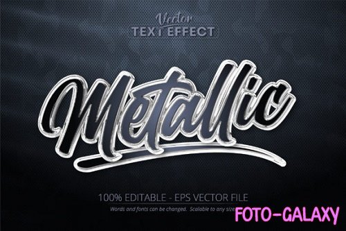 Metallic Editable Text Effect - shiny silver color style editable text effect