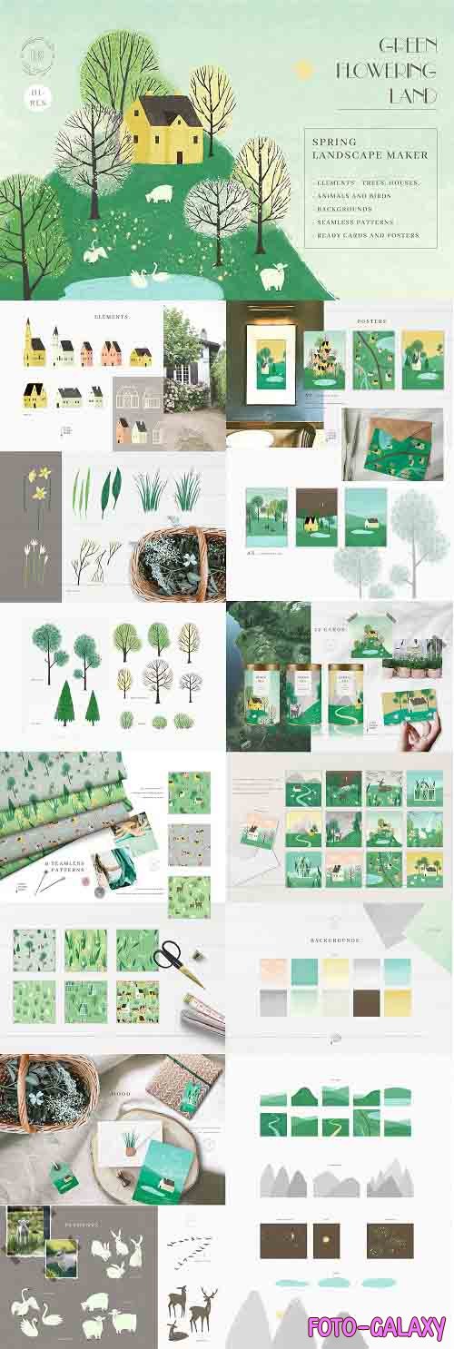 Green Flowering Land.Landscape maker - 6161843