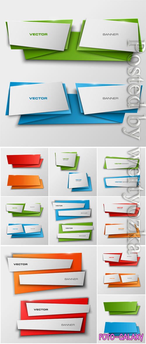 Colored banners in the form of origami in vector