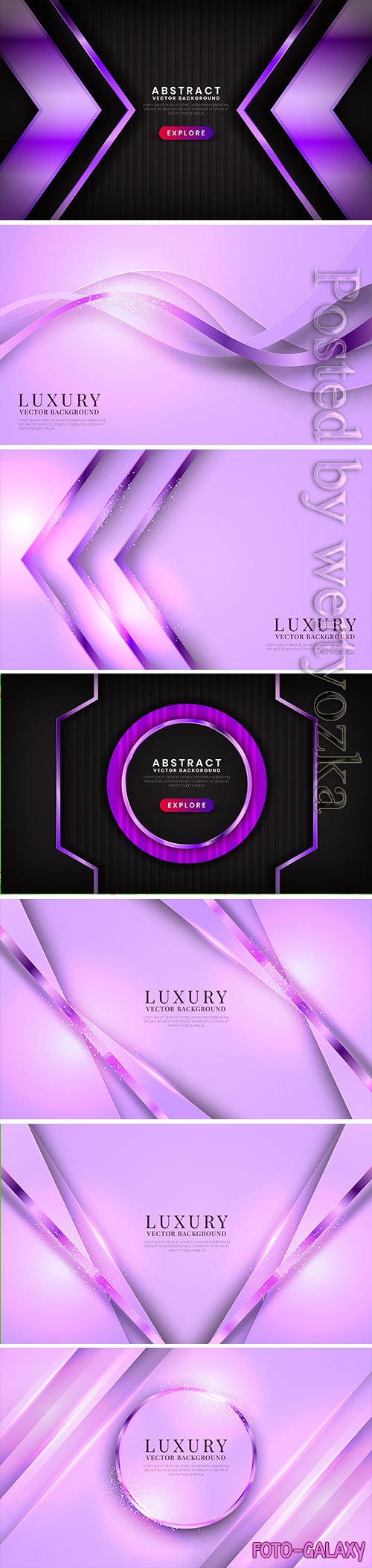 Abstract 3d purple luxury background with shiny metallic waves effect