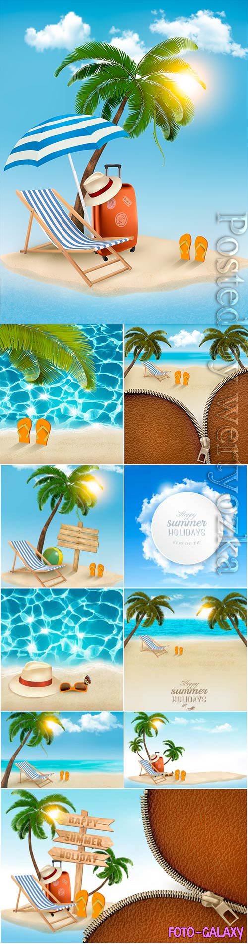 Summer backgrounds, sea palms and sand in vector