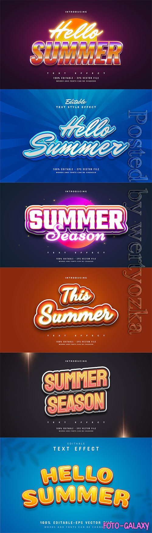 Summer season text in colorful style editable vector text effect