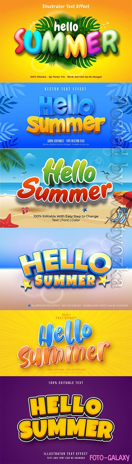 Editable text effect, hello summer style illustrations