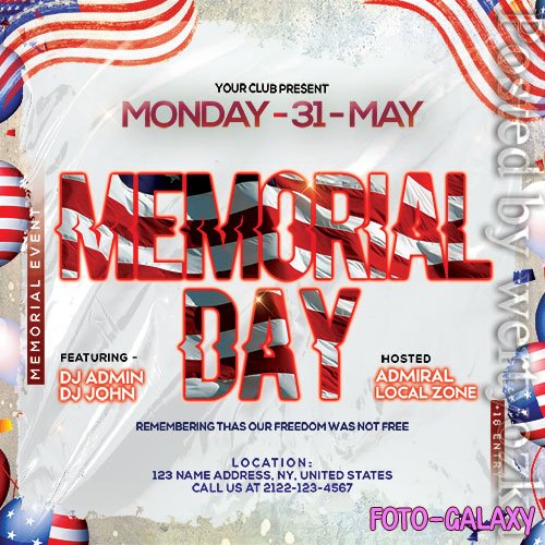 Memorial Day Party Flyer PSD Template