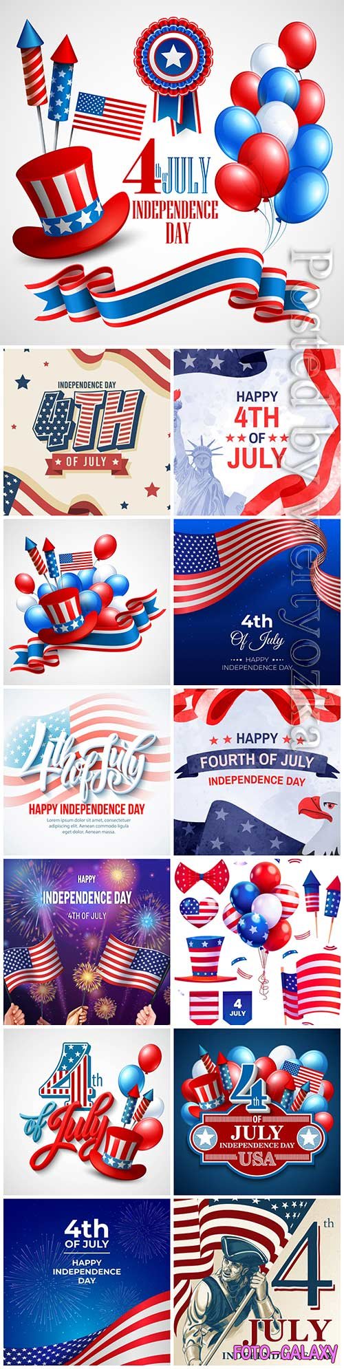 American independence day, 4th of july vector illustrations