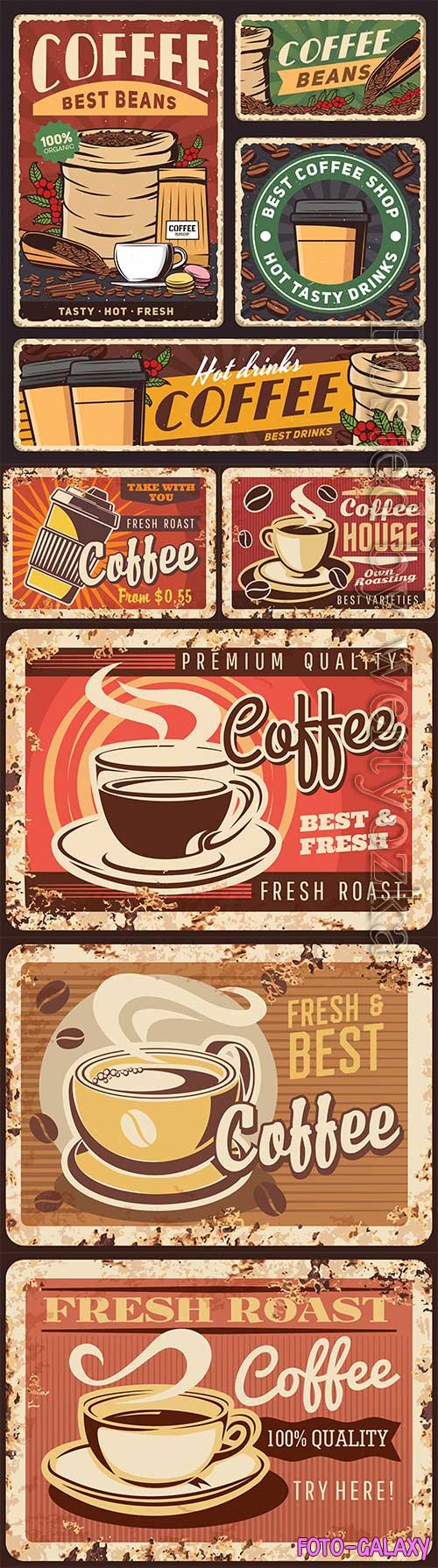 Coffee vintage advertising posters in vector