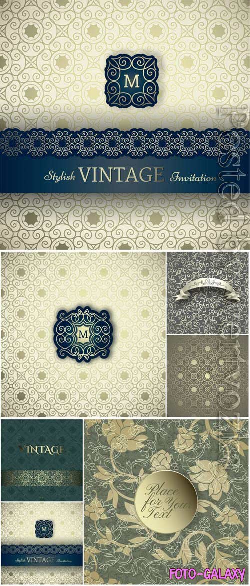 Vintage backgrounds with monograms in vector