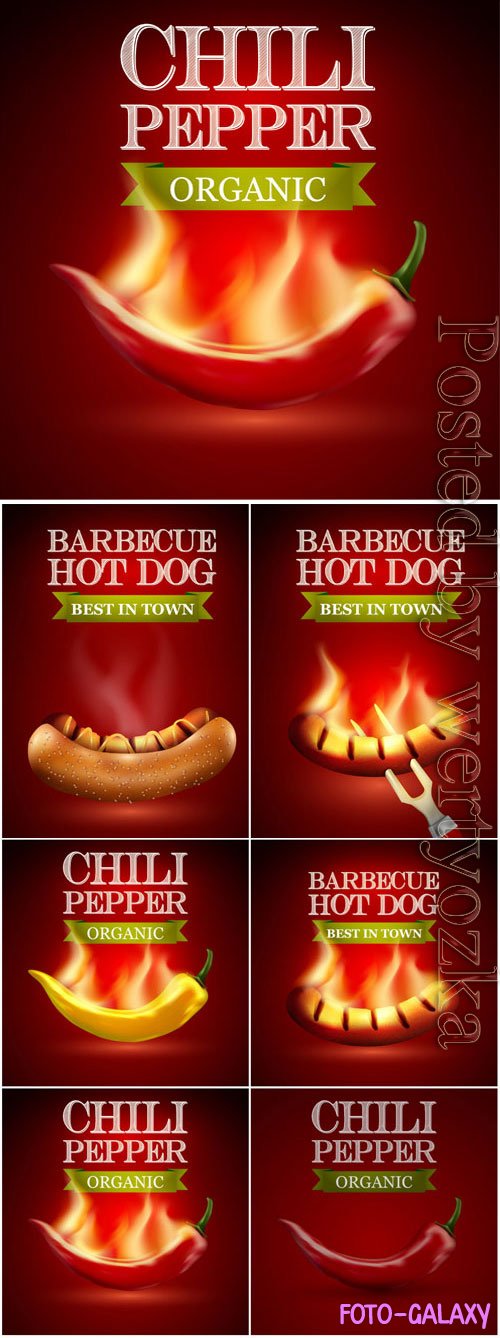 BBQ and hot peppers illustration in vector