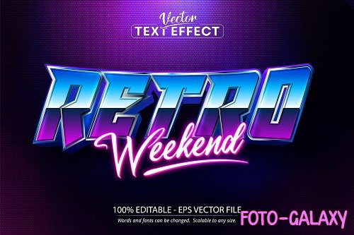 Retro weekend text, neon style editable text effect - 1411446