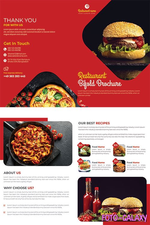Restaurant Bifold Brochure Template