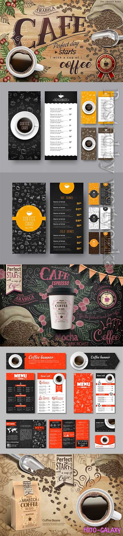 Template of the coffee menu for a cafe or restaurant