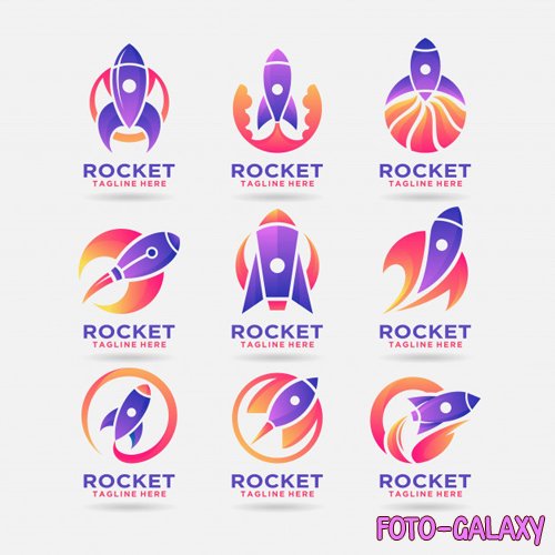 Collection of rocket logo vector design