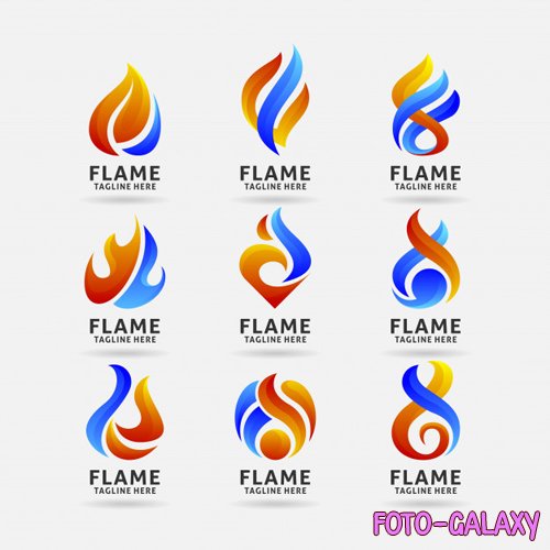 Collection of fire flame vector logo