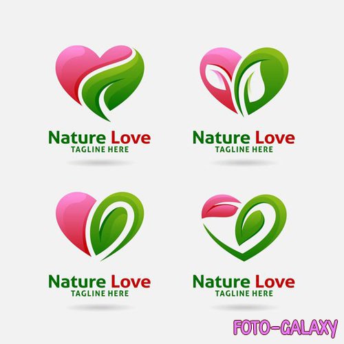 Set of nature love logo vector design