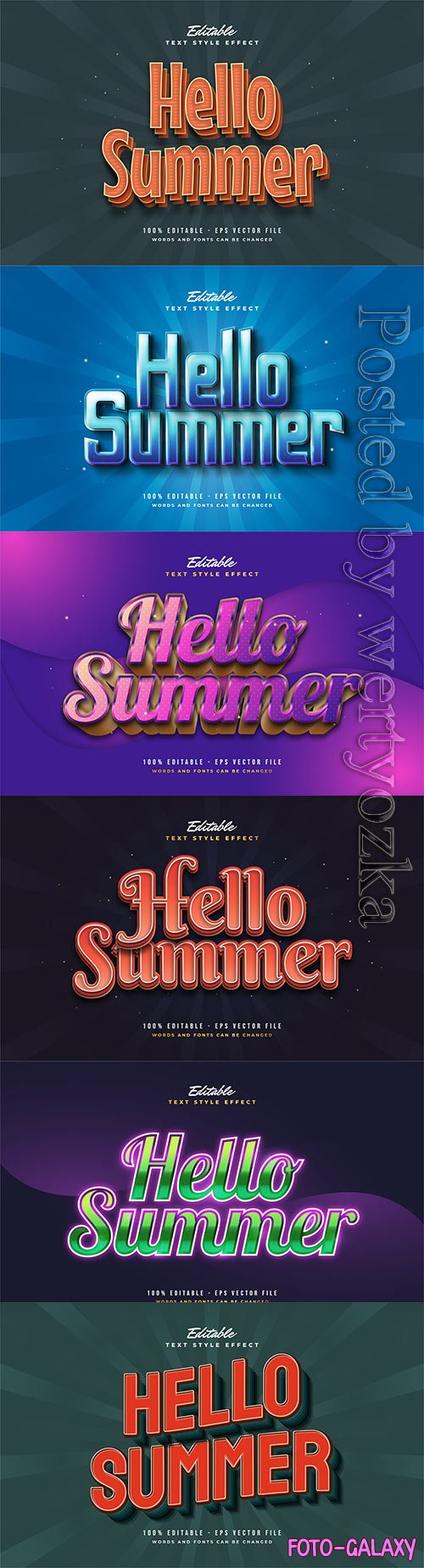 Hello summer 3d editable text style effect in vector vol 11