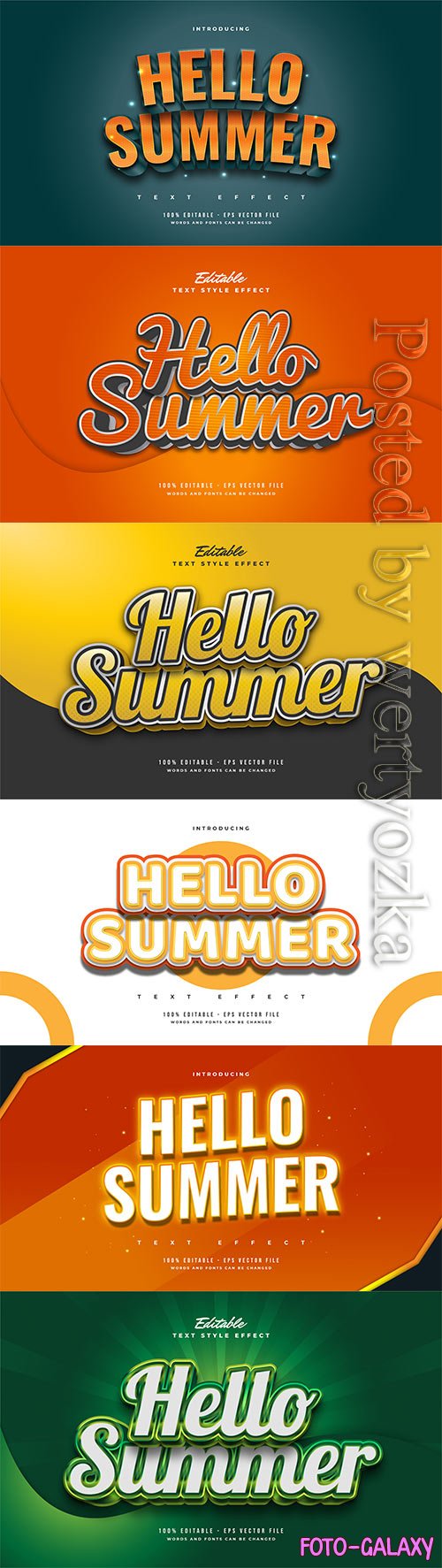 Hello summer 3d editable text style effect in vector vol 9