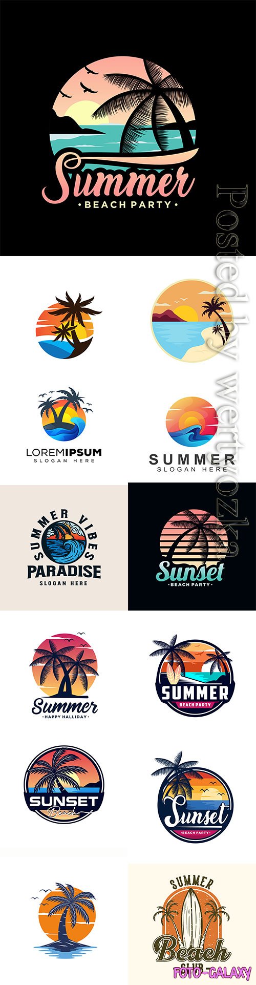 Summer beach logo vector template