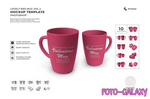 Red Drinking Mug Mockup Template Bundle 2 - 1425850