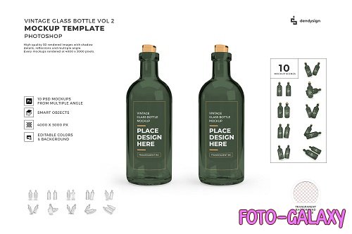 Vintage Glass Bottle Mockup Template Bundle 2 - 1426018