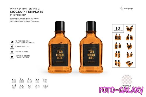 Whiskey Alcohol Glass Bottle Mockup Template Bundle 2 - 1426137