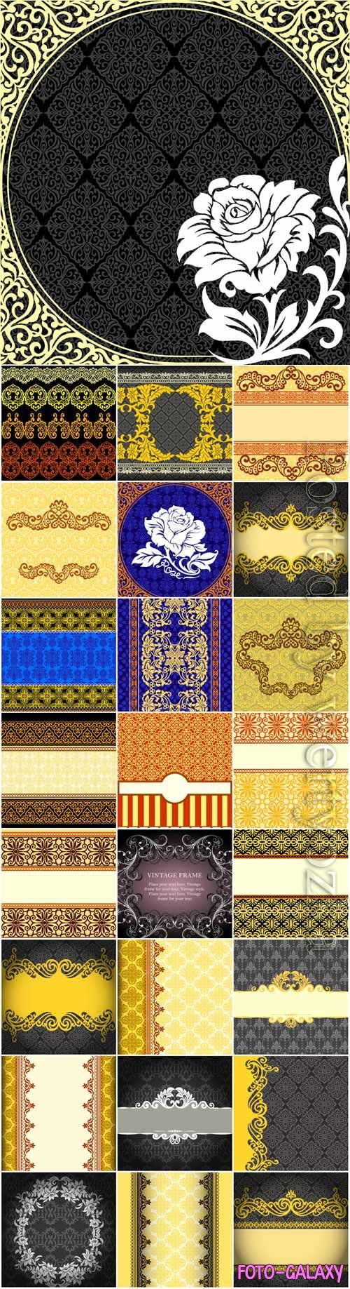 Backgrounds with borders, patterns and ornaments in vector