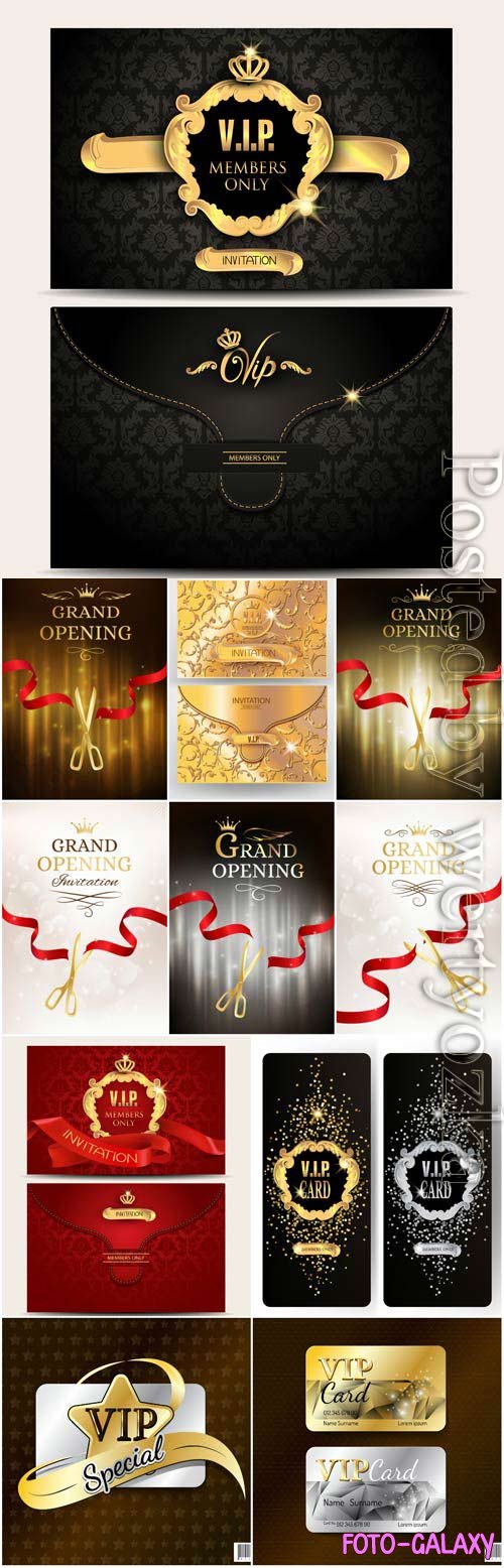 Grand opening vip cards in vector