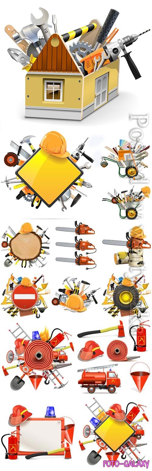 Set of construction tools in vector