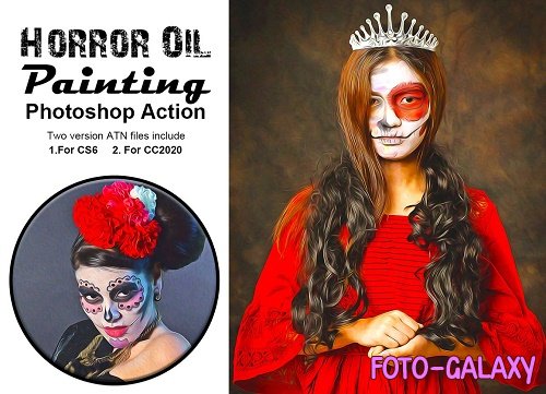 Horror Oil Painting PS Action - 5279292