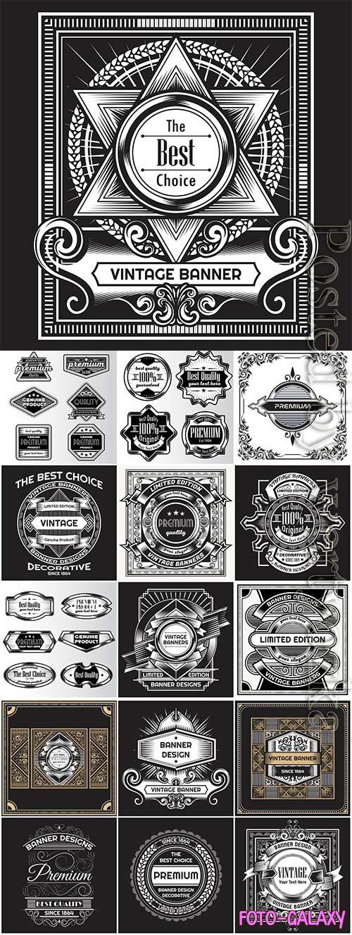 Banners and labels in vintage style in vector