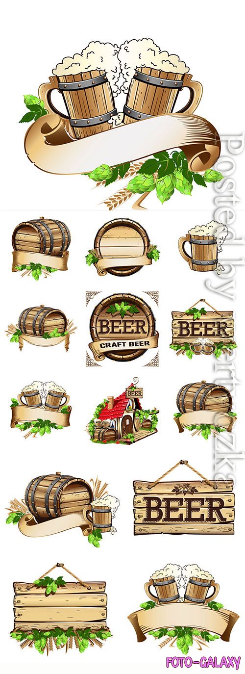 Beer labels logos elements in vector