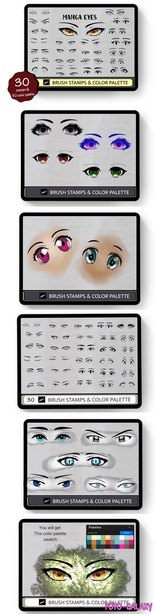 Anime Eyes 30 Procreate Brush Stamps - 1447000