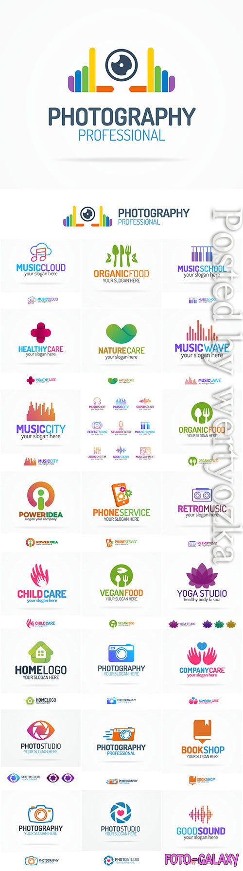 Logos, products, medicine, business in vector