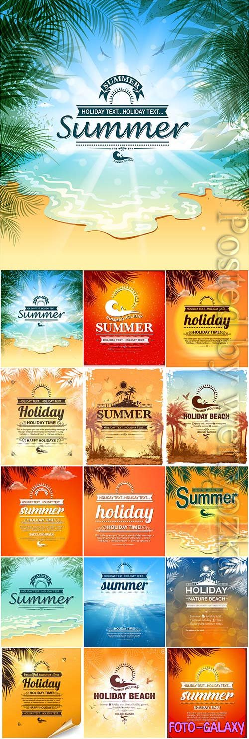 Beautiful summer backgrounds with text in vector