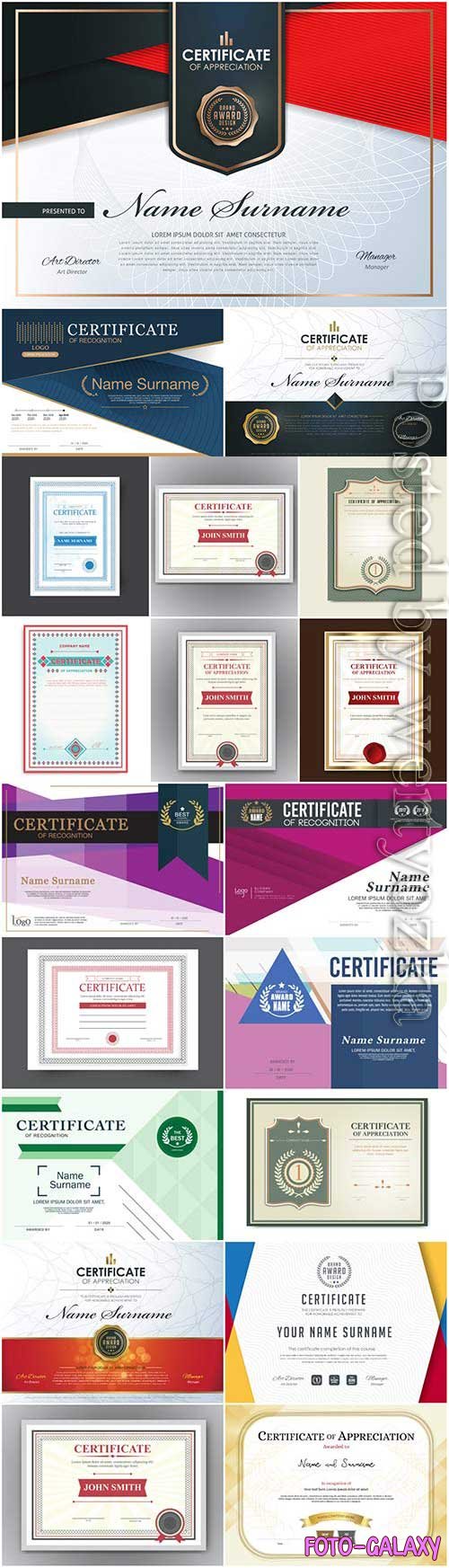 Set of diplomas and certificates in vector