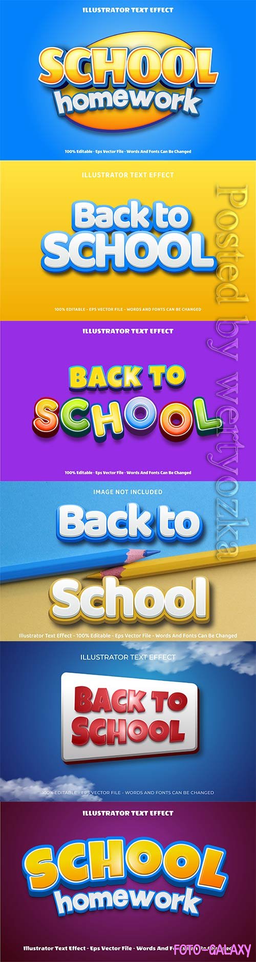 Back to school 3d editable text style effect vector vol 2