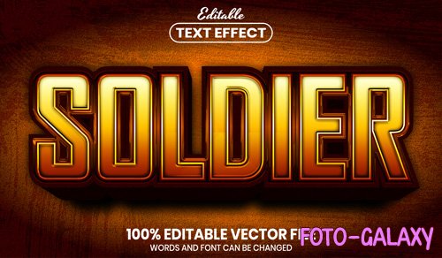 Soldier text, font style editable text effect