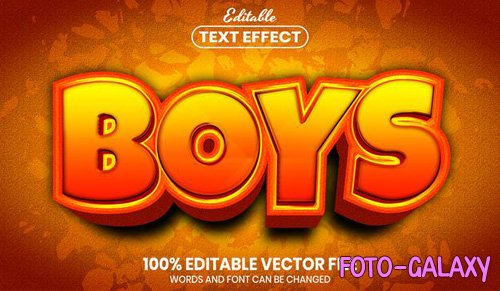 Boys text, font style editable text effect