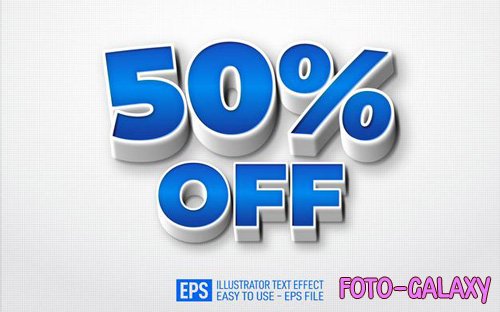 50 percent off 3d text editable style effect template