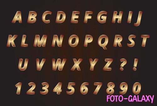 Sweet gold alphabets numbers set