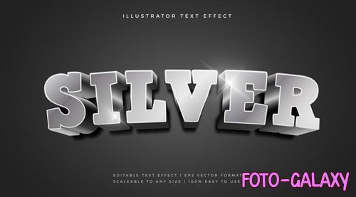 Silver shiny 3d theme text font effect