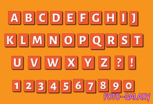 Rectangle embossed alphabets numbers set