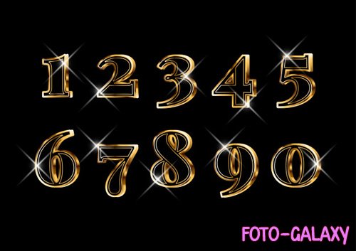 Luxury elegant 3d gold numbers set