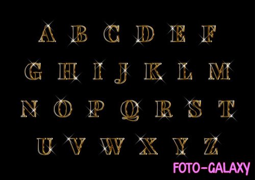 Luxury elegant 3d gold alphabets set