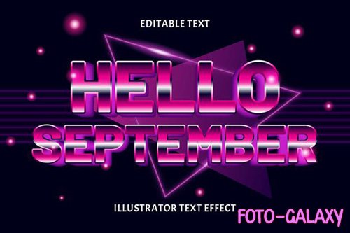 Hello september vector 3d  editable text effect