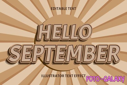 Hello september vector editable text effect