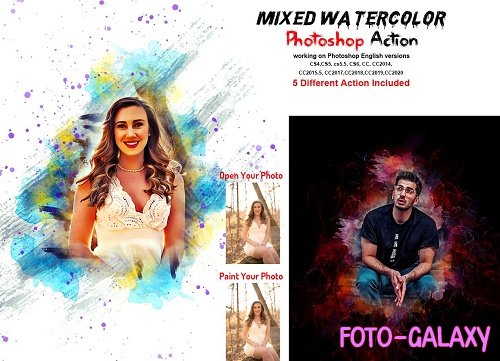 Mixed Watercolor Photoshop Action - 5815726